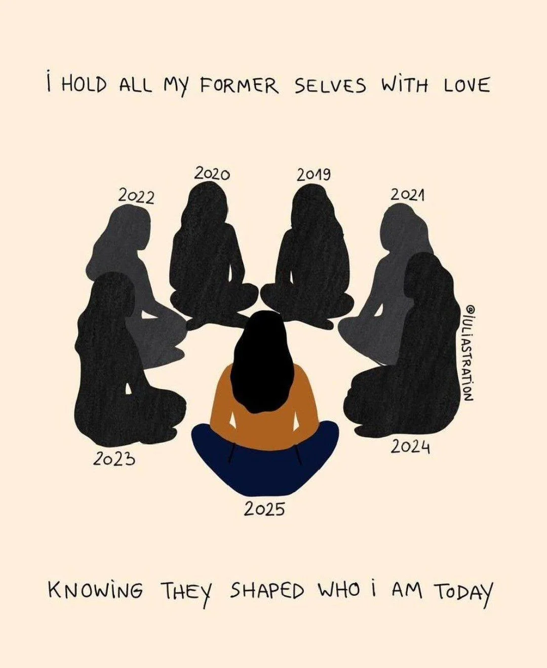 We are made up of many former versions of ourselves. Each one did the best they could with what they knew at the time! When we look back with compassion instead of judgment, we make room for self-forgiveness and honor the growth that shaped who we ar