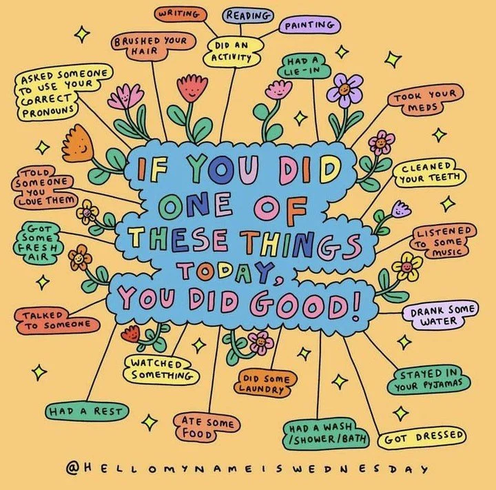 Weekends often come with high expectations to catch up with everything you have on your to-do list. But progress doesn&rsquo;t have to be big to matter. Talking with a friend, folding laundry, or resting counts too! Sometimes mental health is about s