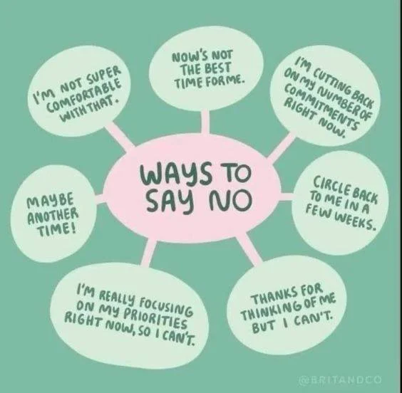 Saying no is a core part of healthy boundaries. It protects your time, energy, and wellbeing.
If it feels hard, practice might just be the key! Phrases like: &ldquo;I can&rsquo;t commit to that right now,&rdquo; &ldquo;That doesn&rsquo;t work for me,