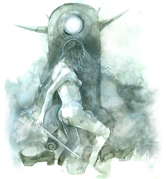 Shoki vs Bot. Watercolor and Digital. 2007