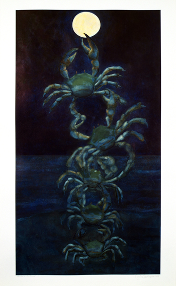Amor a la Luna, 2005, acrylic/paper 60"x36"
