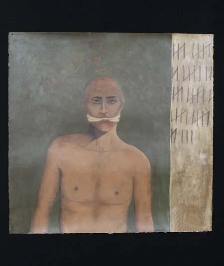  Silencio Voluntario, 2000, acrylic/paper 42"x42"