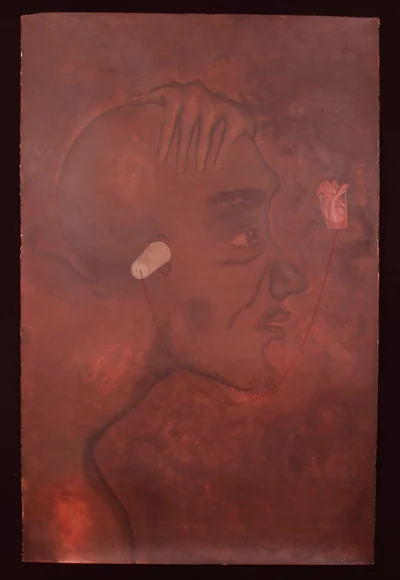 No Te Escucho, 2000, acrylic/paper 65"x42"
