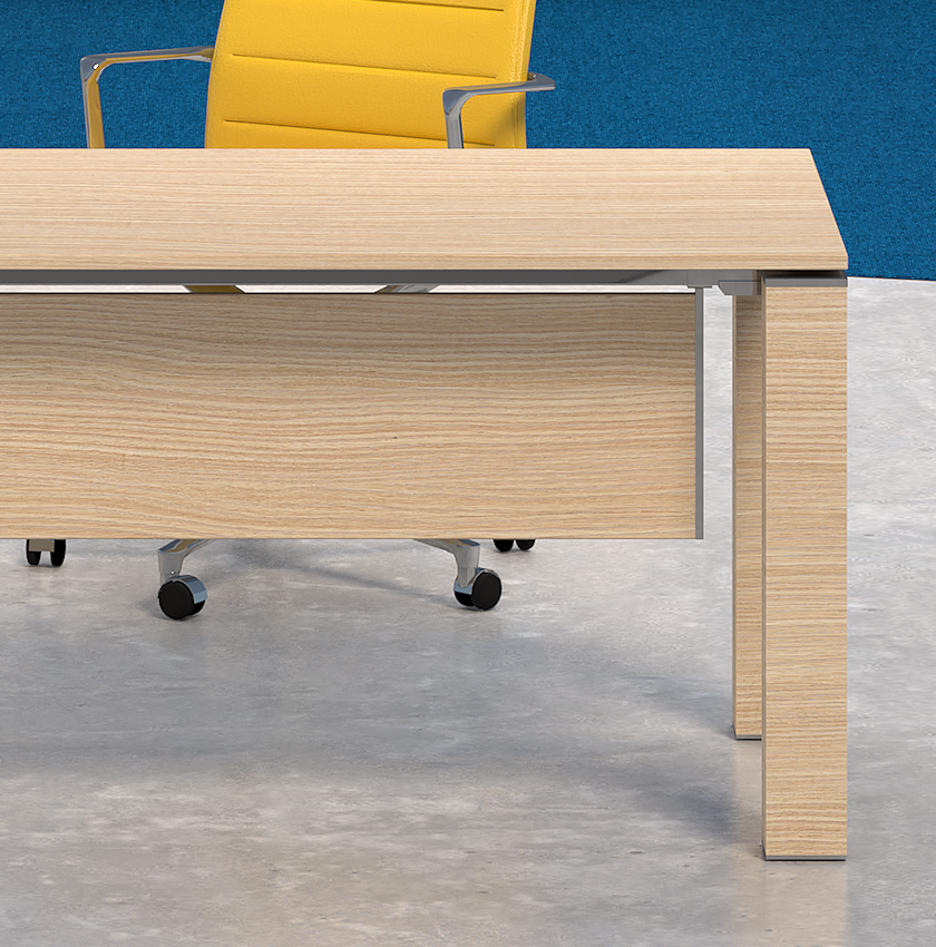 Jet Collection L-Shaped Desk with Modesty Panel Natural Oak Laminate Made  In Italy