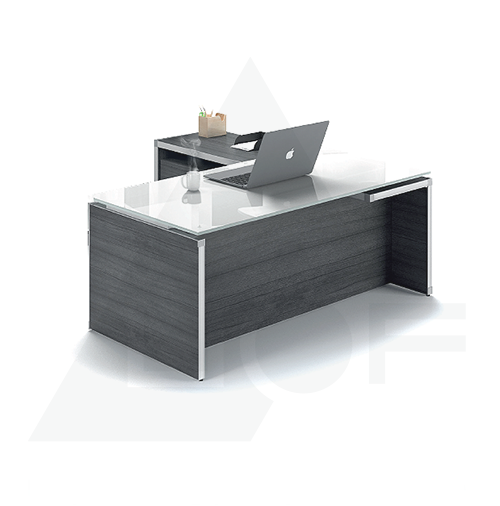 First Executive Desk with White Glass Top & Service CabinetB.png