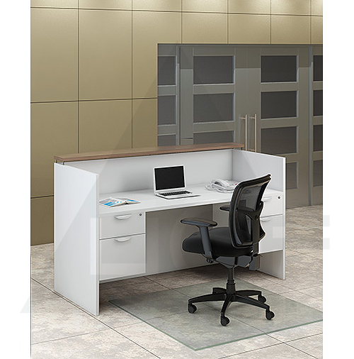 UOF98 Straight Reception Counter, White and Walnut.png