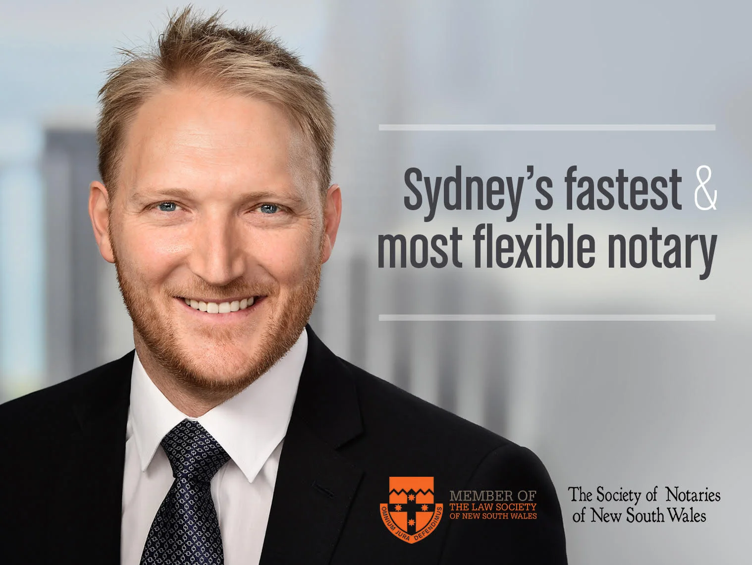 Hugh is available on short notice including weekends as Sydney's fastest and most flexible notary.