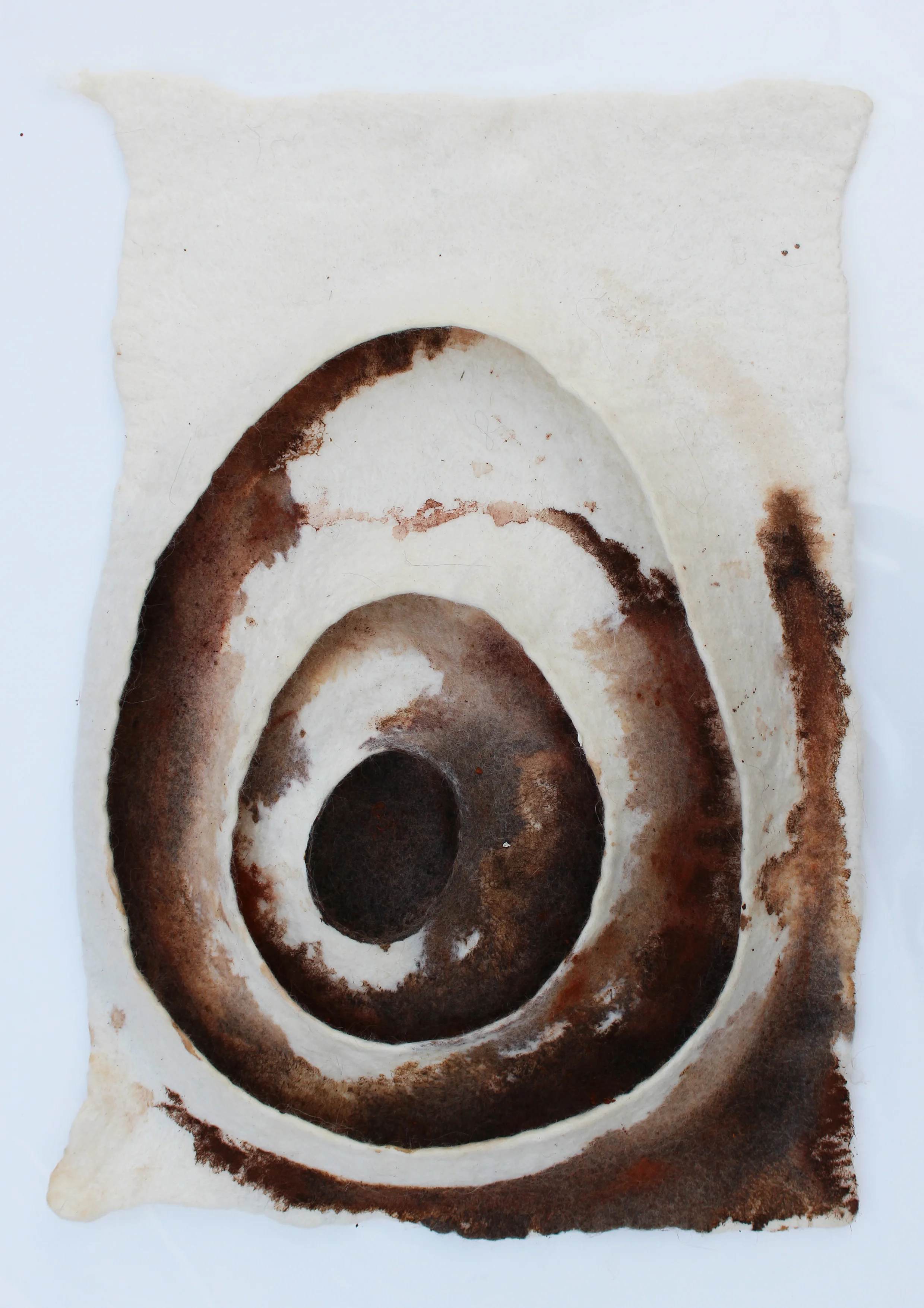Ochre I - White Merino, Corriedale, Romney Marsh, dyed with hand-painted earth pigment