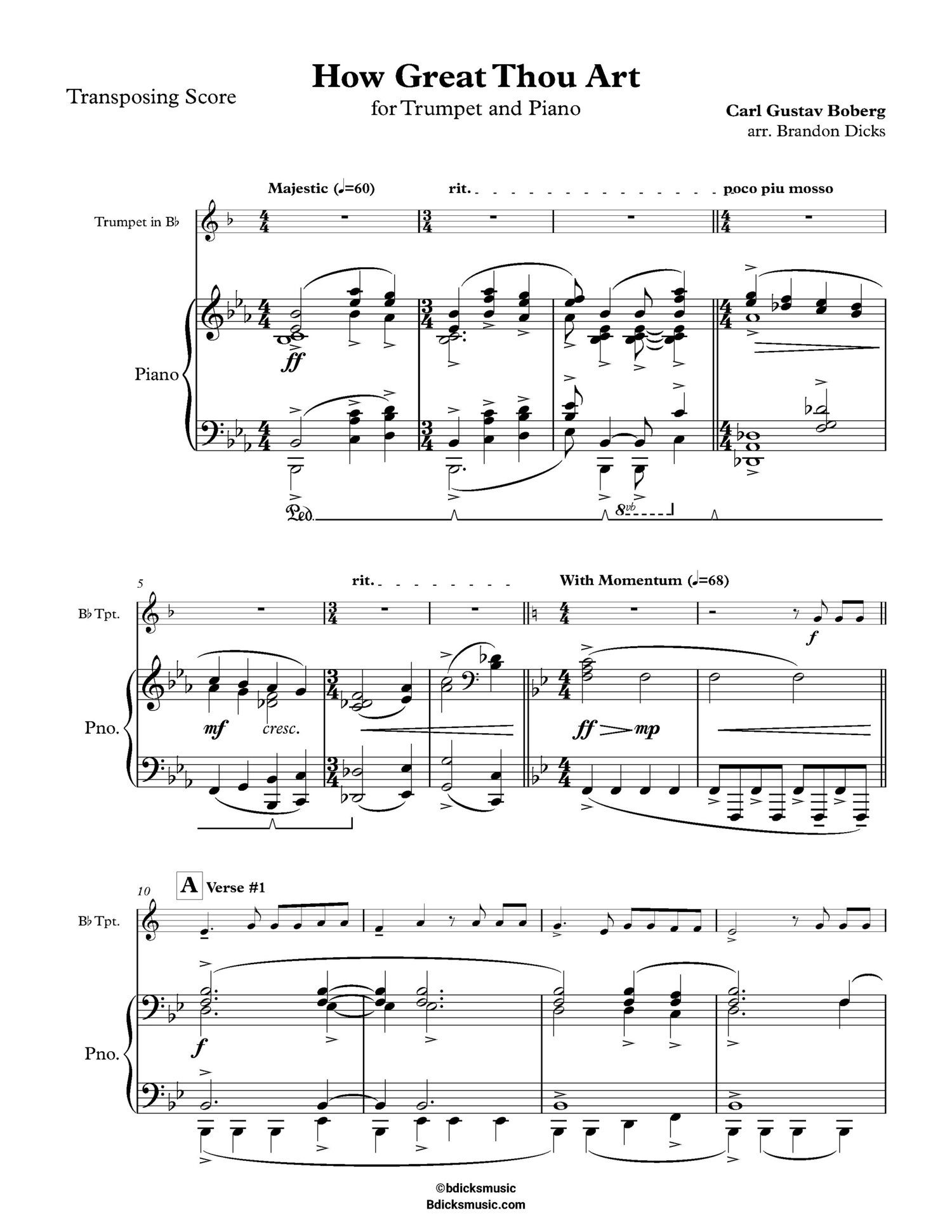 How Great Thou Art  for Trumpet and Piano — BDicksmusic Sheet Music