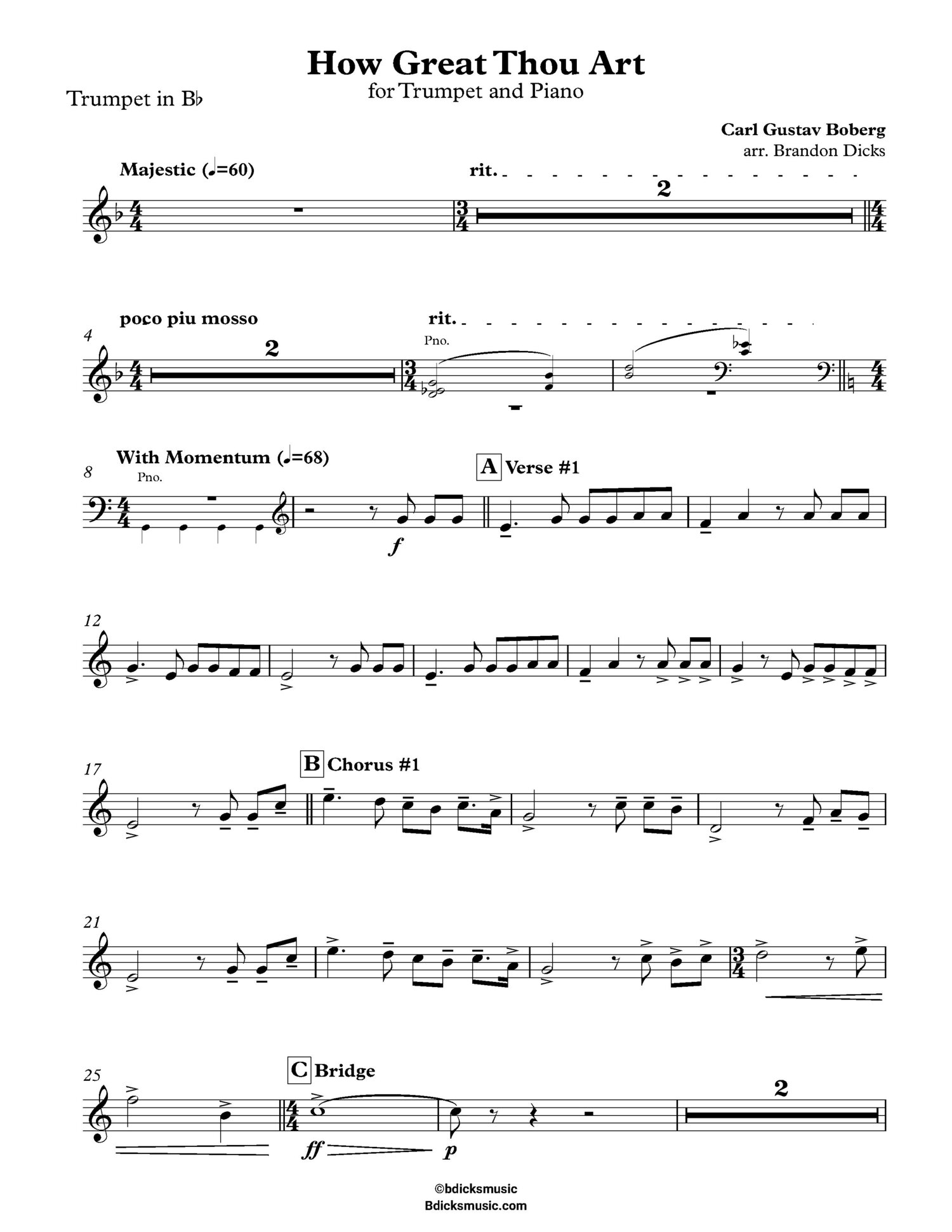 How Great Thou Art  for Trumpet and Piano — BDicksmusic Sheet Music