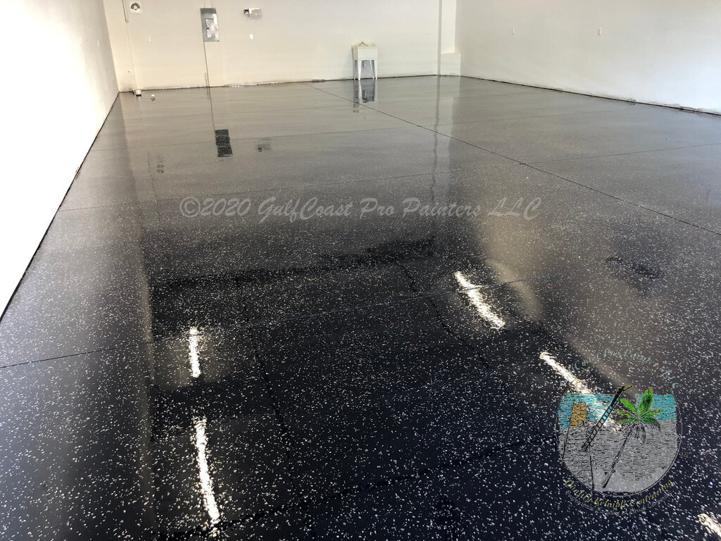   Medium Broadcast Metallic Flake- “Silver”, Epoxy Base color “SW6258 Tricorn Black”  