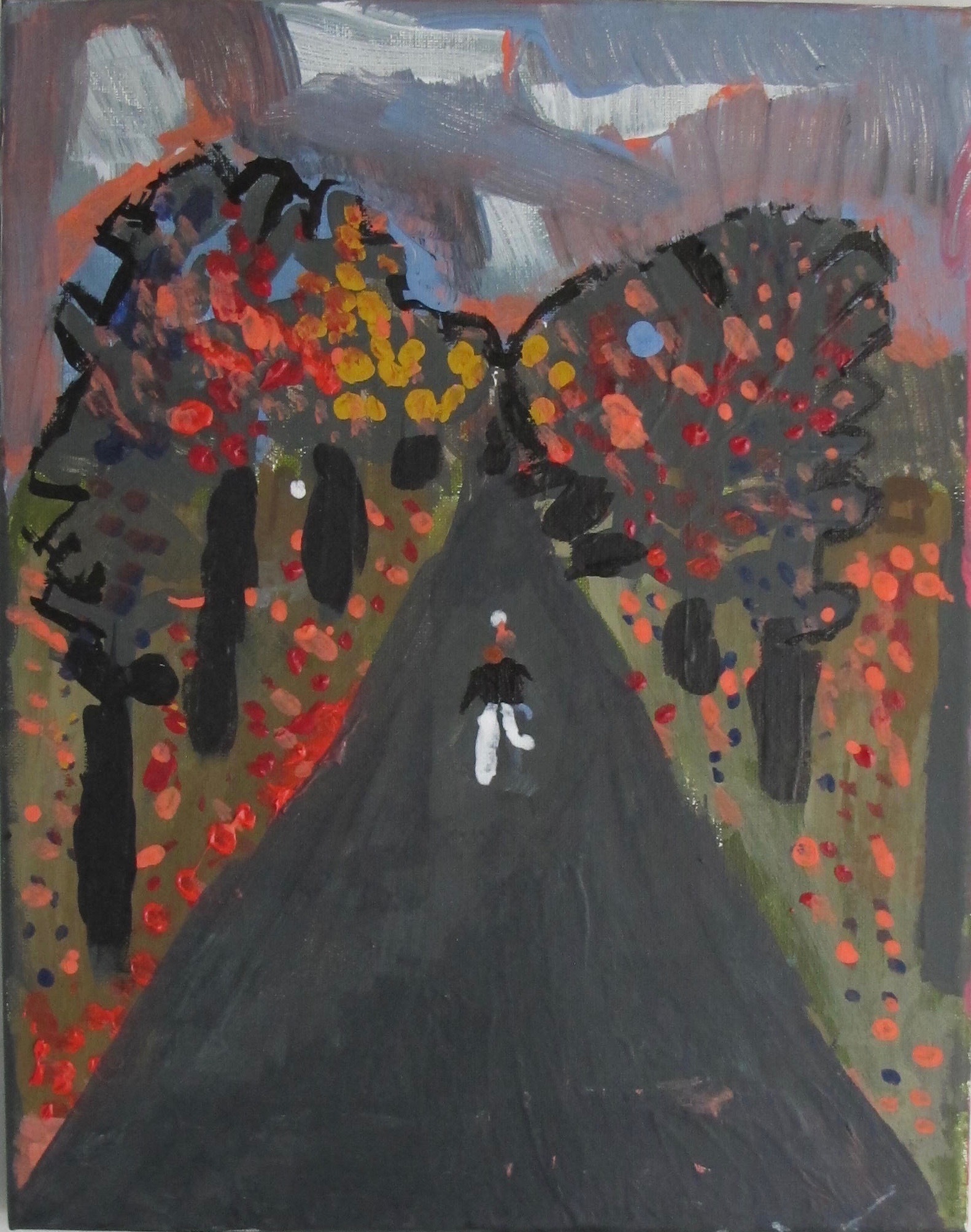 running down a path, age 6