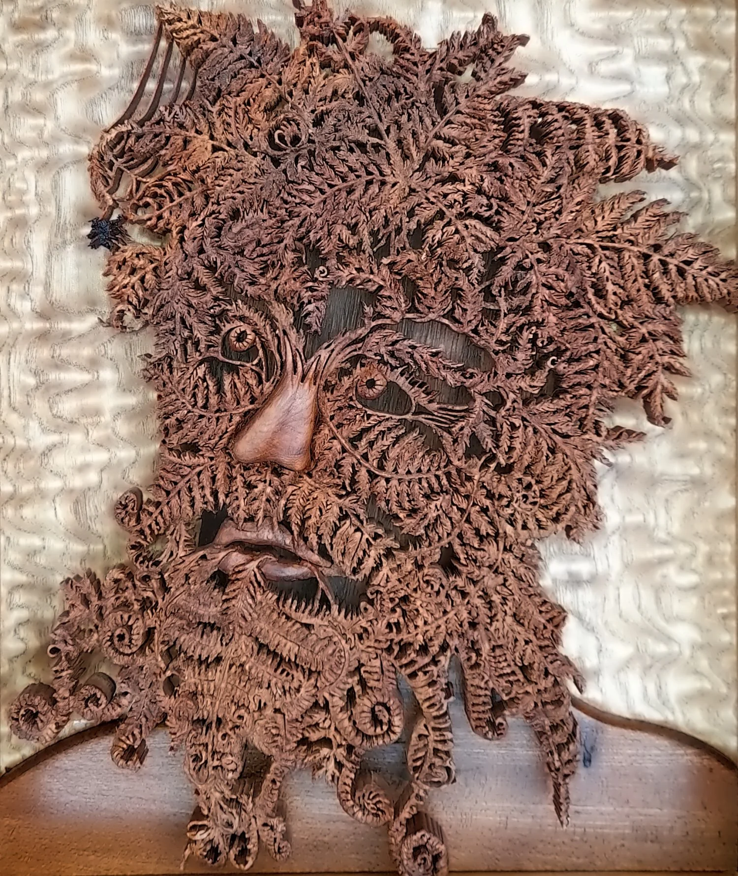 Fern Face - Hand carved elm