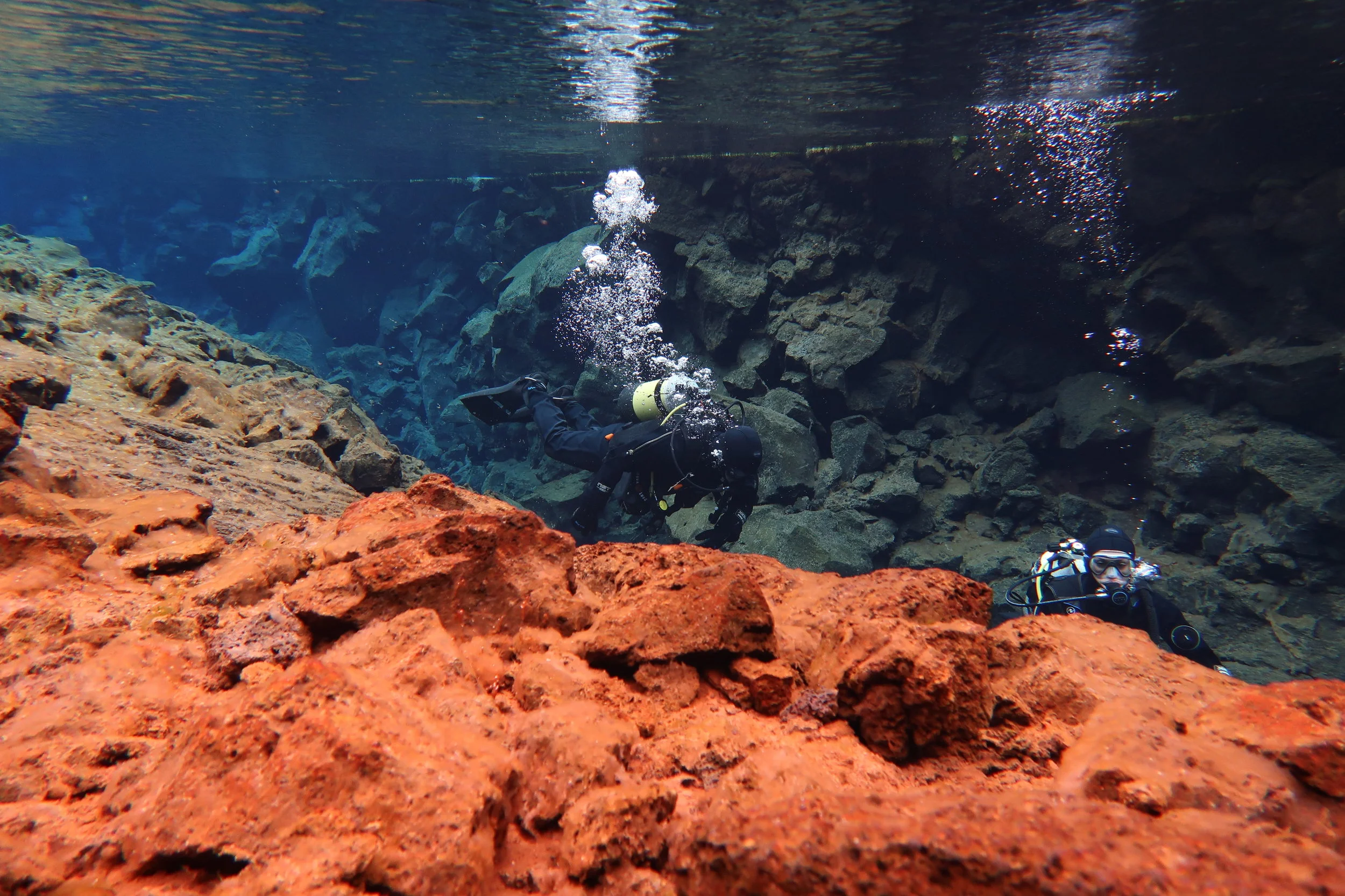 Diving between two continents at the Silfra Fissure, Iceland