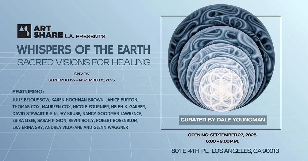 Happy to share that my six paintings titled, &ldquo;Materialization and the Alchemy of Becoming&rdquo; are part of this exhibit curated by @daleyoungman opening on Saturday!

Whispers of the Earth:
Sacred Visions for Healing

Art Share L.A.
Opening S