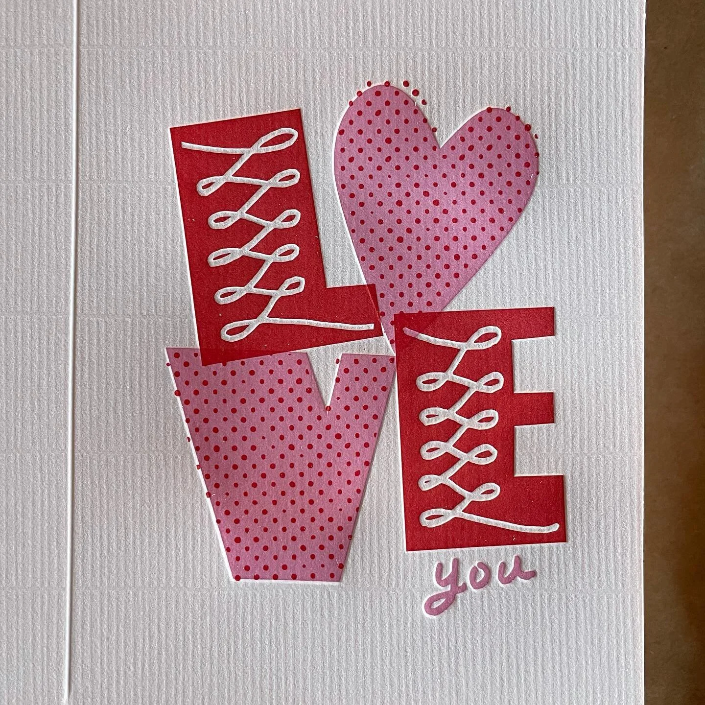 Another LOVE card in the shop. 2 color letterpress on light blush paper. #sendsomelove #snailmail #letterpresslove