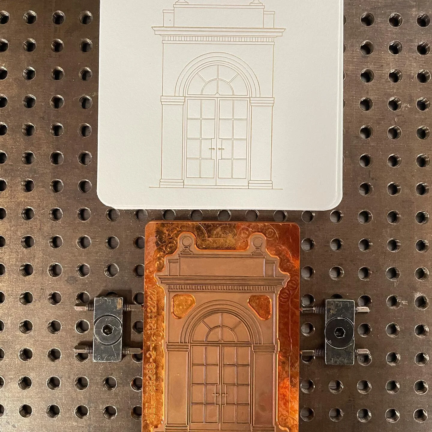 Coaster commission from @historicalconcepts Shiny gold foil on double thick cotton paper #hotfoilstamping #diecutcoasters