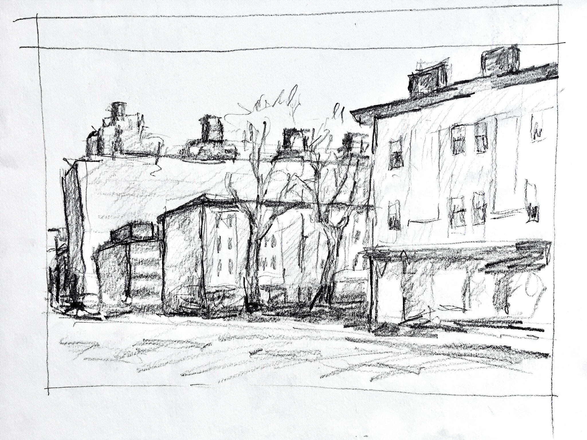 Sketch, New York Street Scene