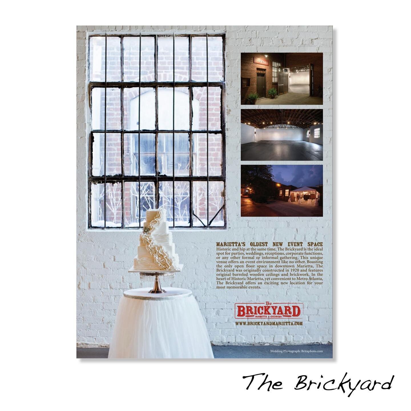 One of our first ads for The Brickyard. Now in its 13th year, this beautiful venue has been host to some of Marietta&rsquo;s most memorable moments. 

#ZenithDesignGroup 
#ZDG25
#MarketingConspirators