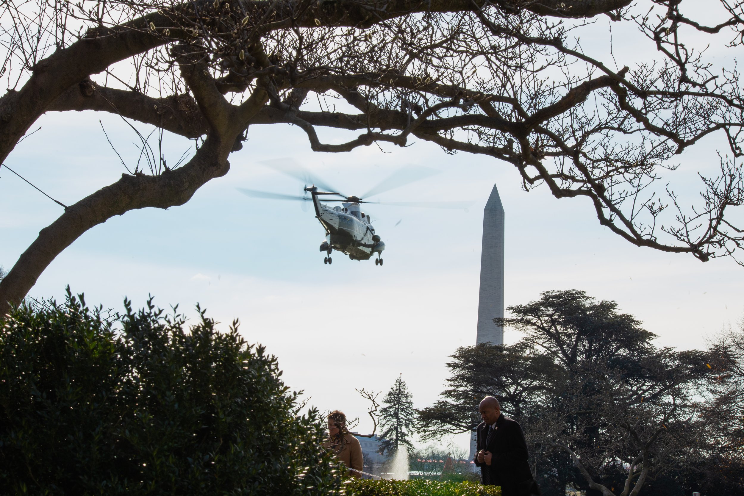  Marine One departs from the White House carrying President Trump and First Lady Melania Trump.    November 2018   