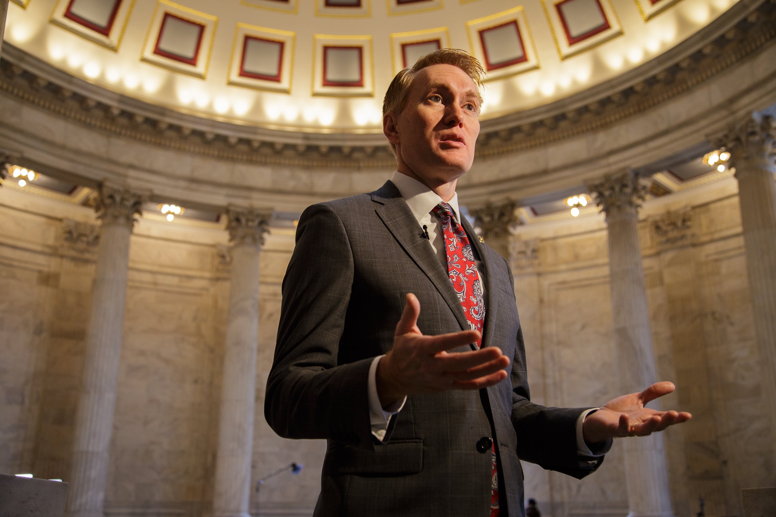  Sen. James Lankford (R-OK) conducts and interview in the Russell rotunda.    December 2018   