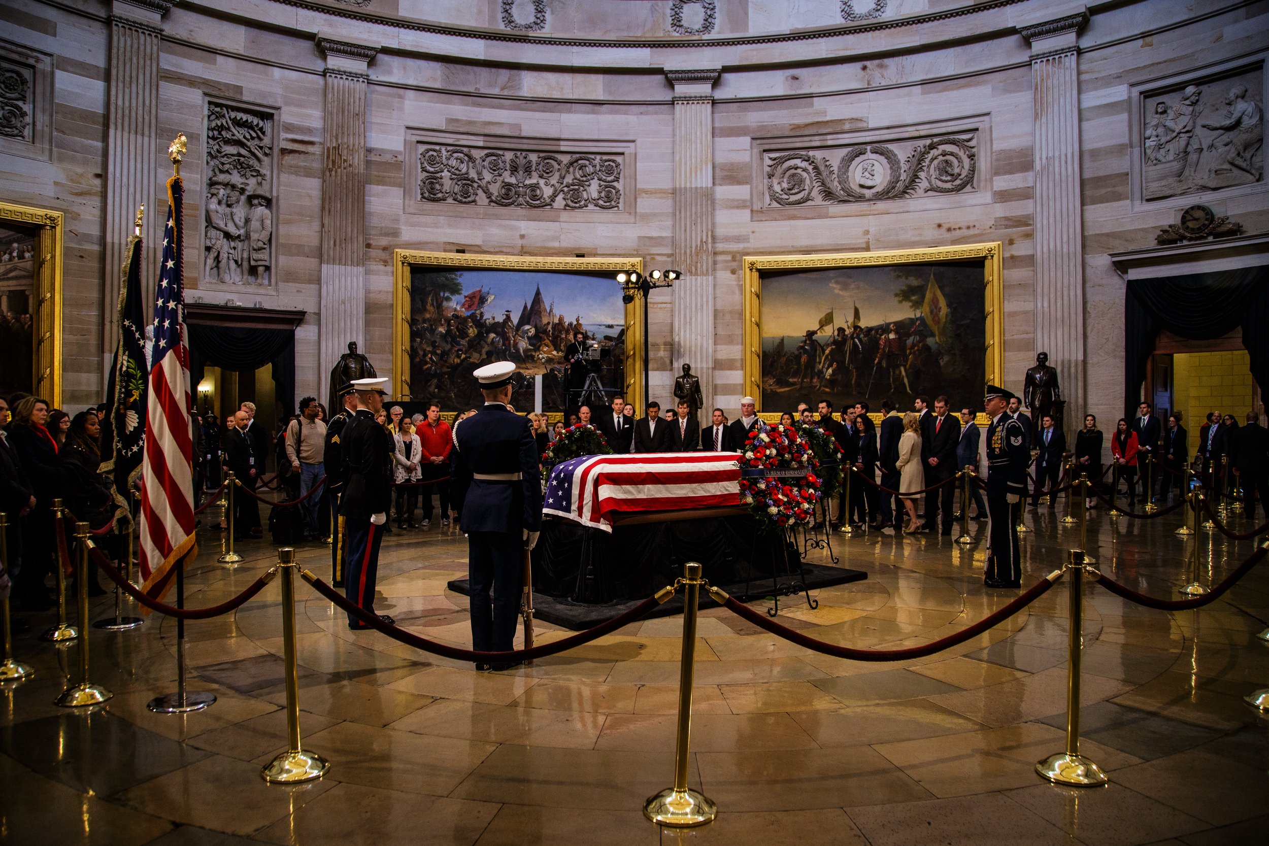  The body of George H.W. Bush lies in state in the Capitol rotunda.    December 2018   