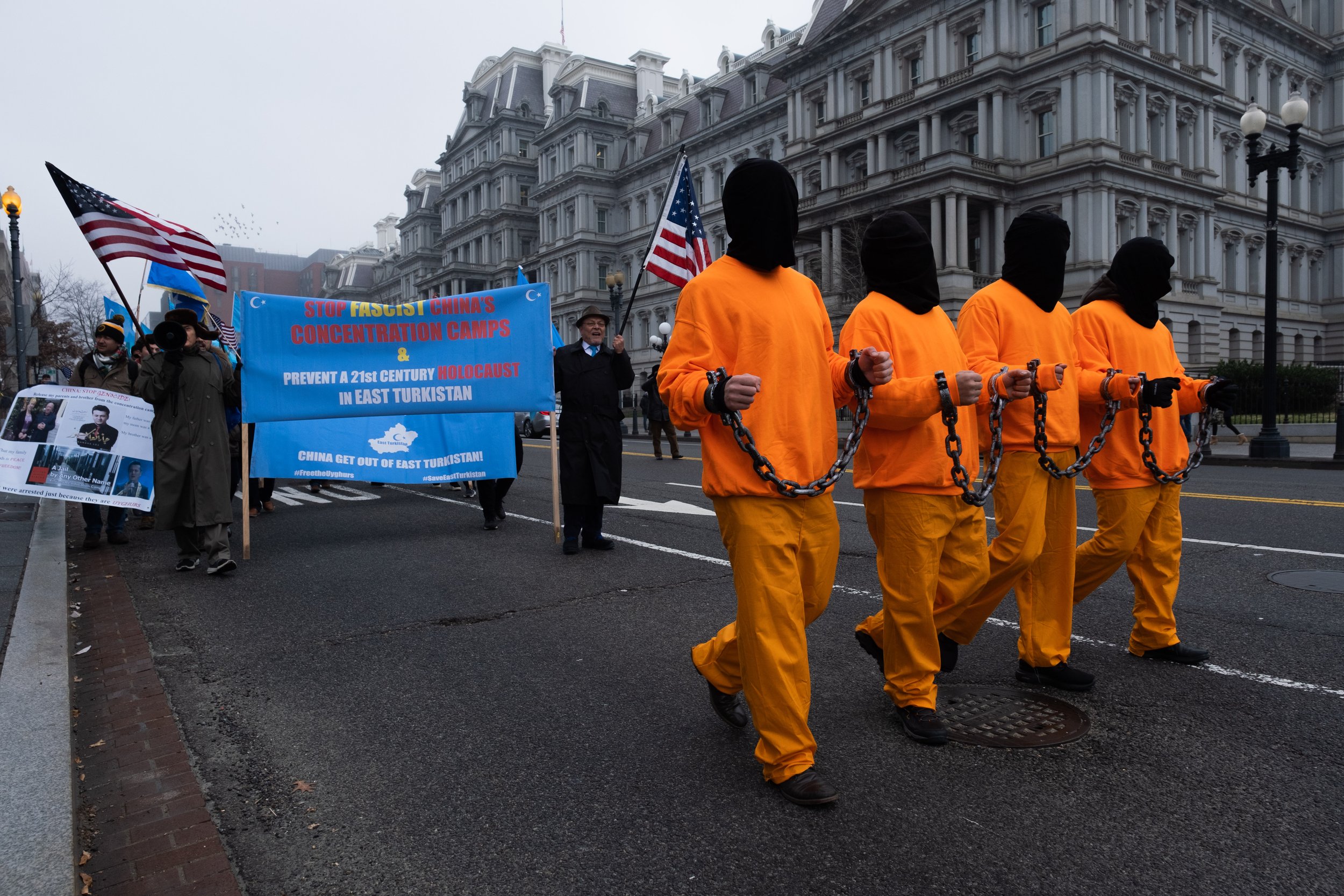  Uyghurs march down 17th street in Washington D.C. to raise awareness of the Chinese government’s mistreatment of their people.    December 2018   