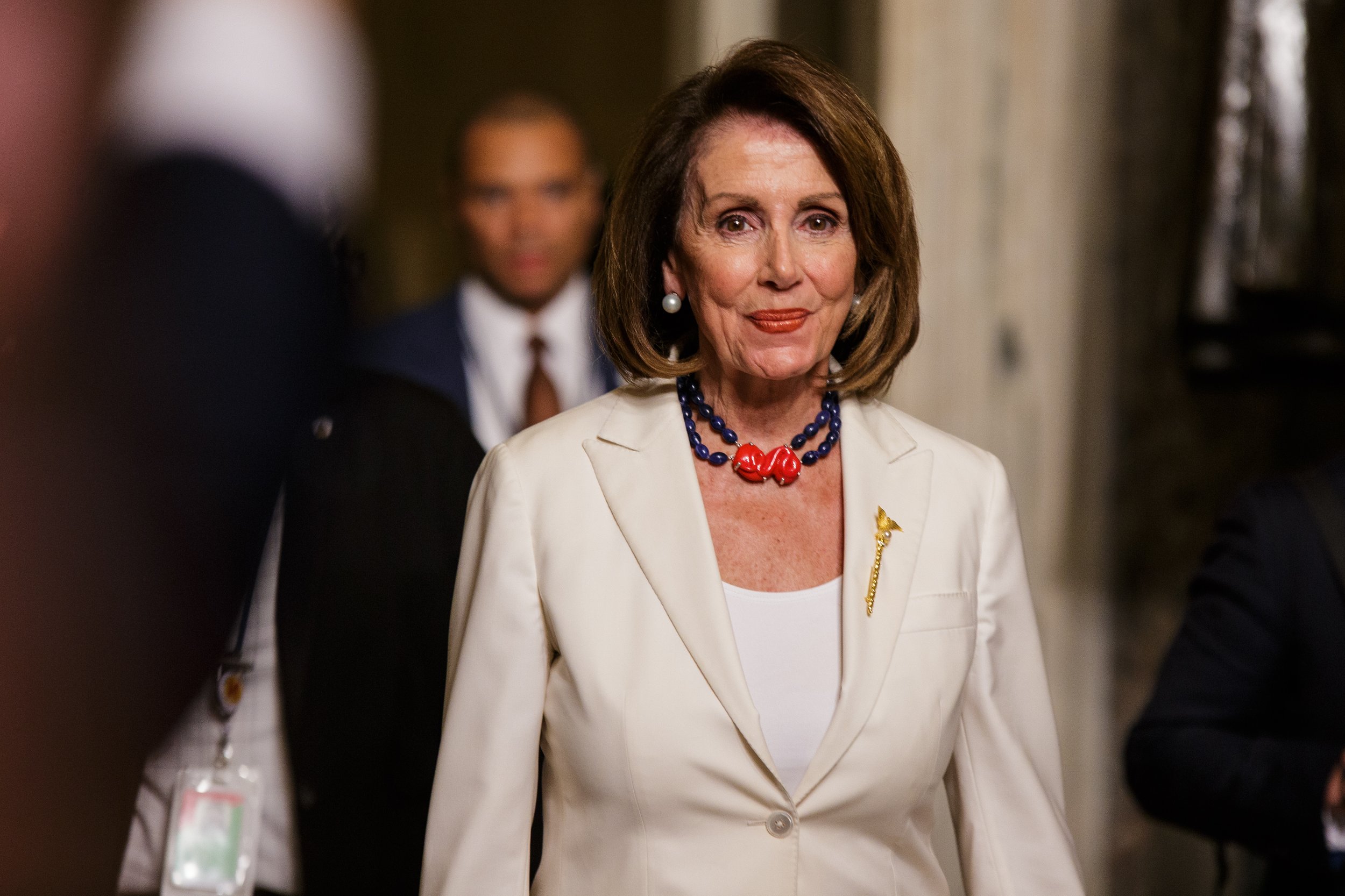  Rep. Nancy Pelosi (D-CA) walks through Statuary Hall to attend the State of the Union address.    February 2019   