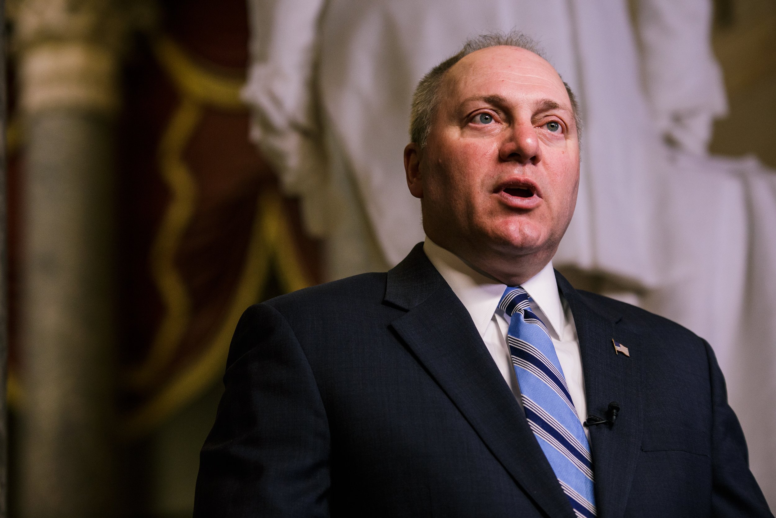  Rep. Steve Scalise participates in an interview in the Capitol Statuary.    January 2019   