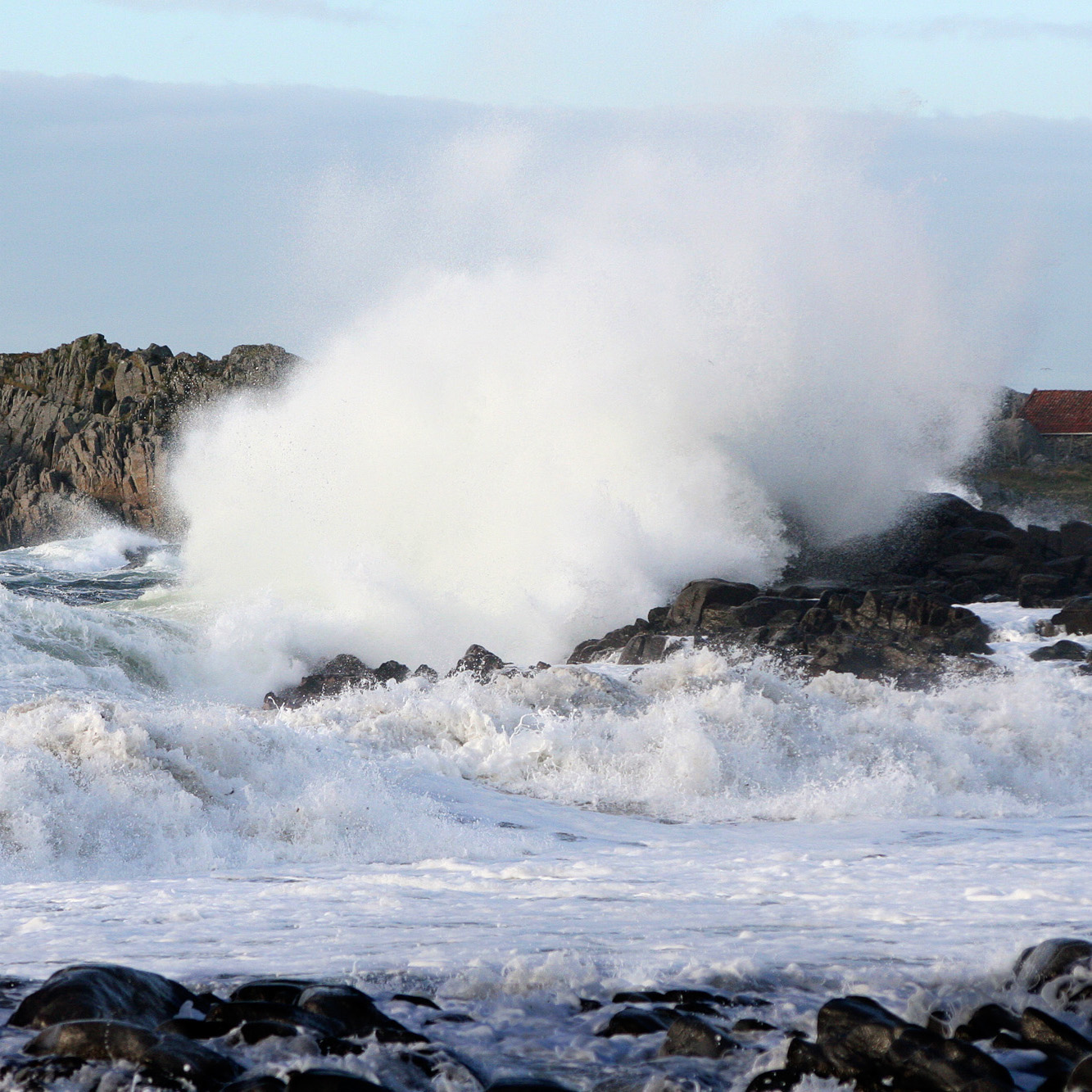 The rough sea on the outside of Karmøy that forced marine traffic in to “Nordvegen”.