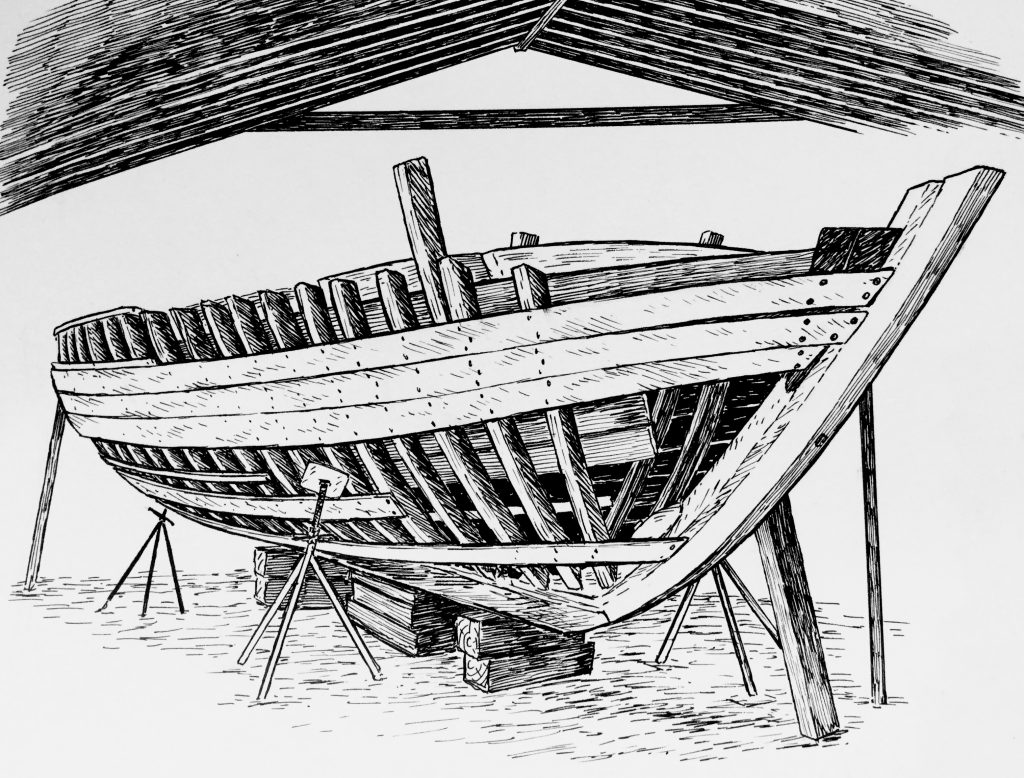 The Woody Guthrie, Pete Seeger's boat which is being restored by the Hudson River Maritime Museum next to which Draken is currently docked. Illustration: Karin Gafvelin