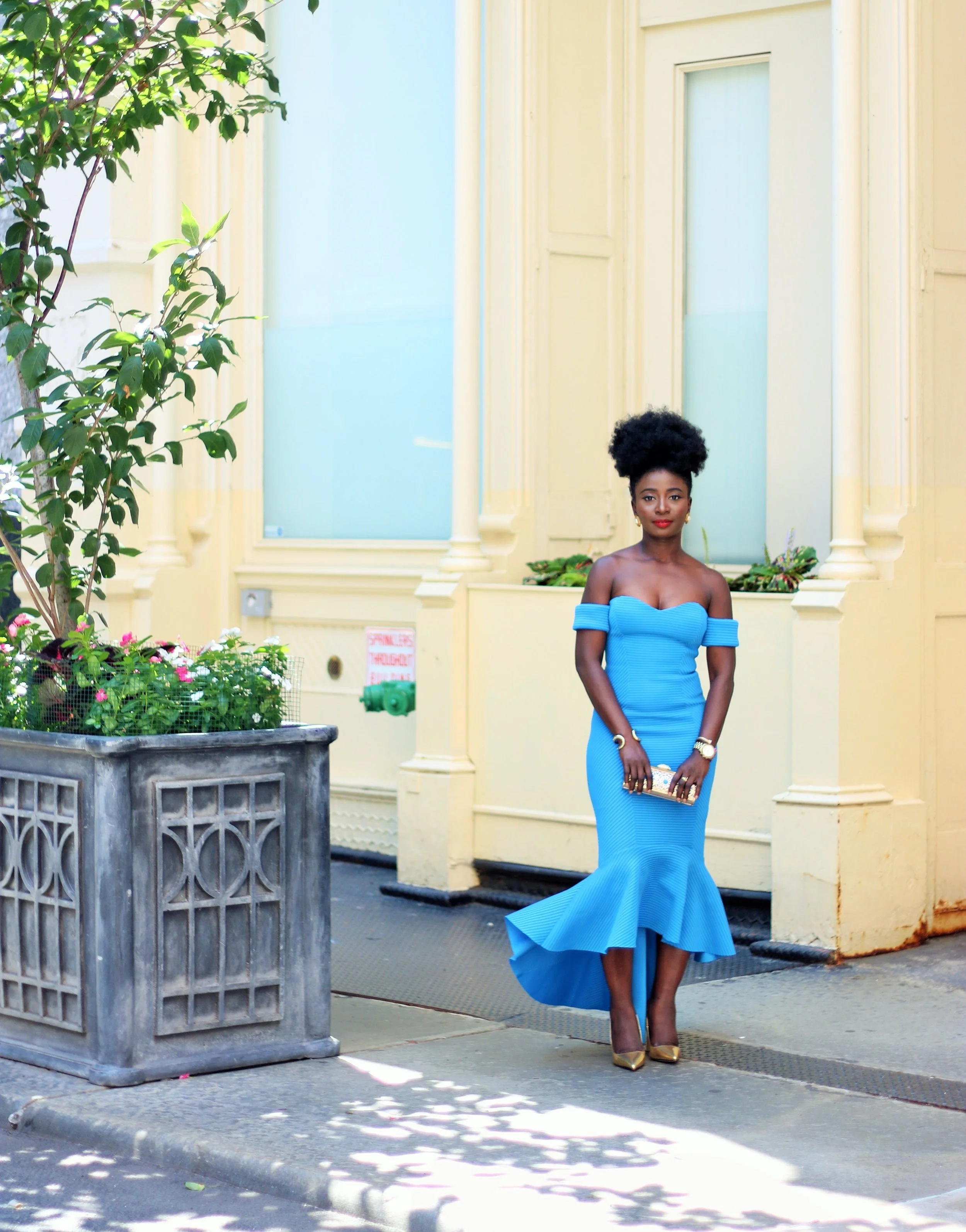 ::Peplum Hem Midi Dress::