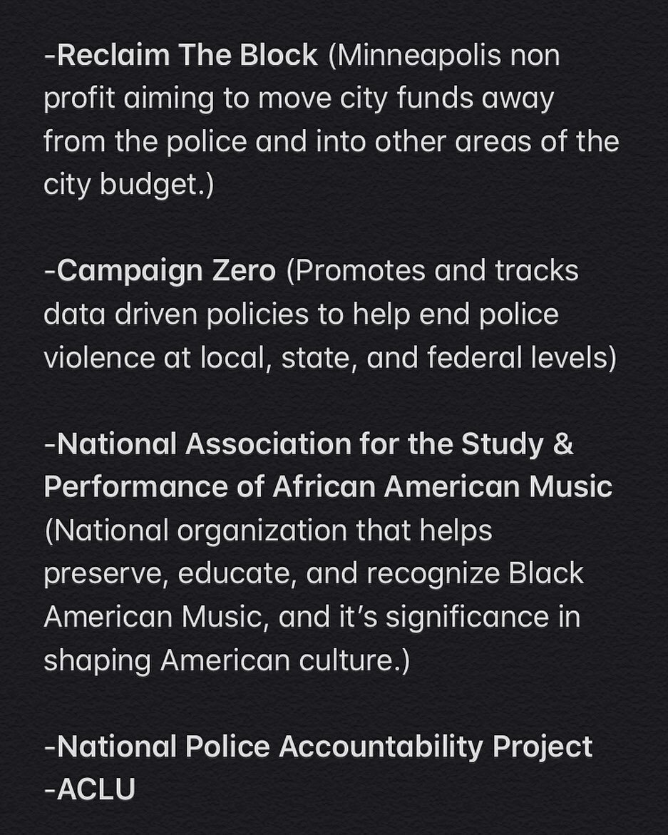 Here are a few places you can donate if you are able. Links below
-

https://www.reclaimtheblock.org/⁣
⁣
https://www.joincampaignzero.org/#vision⁣
⁣
http://naspaam.org/⁣
⁣
https://www.nlg-npap.org/⁣
⁣
https://www.aclu.org/