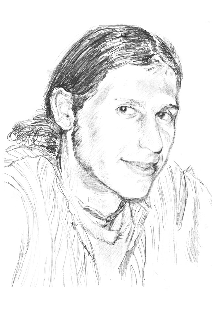 2002. Graphite on paper. Portrait of David Copeland. Commissioned by his family for the cover of a book of his poetry, compiled for his memorial service.
