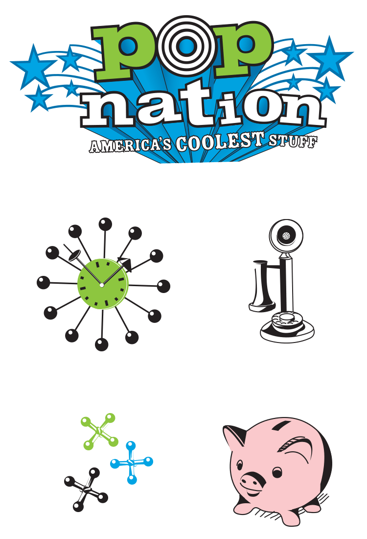 Illustrations and Icons for a Discovery Channel show Pop Nation about U.S. pop culture. 