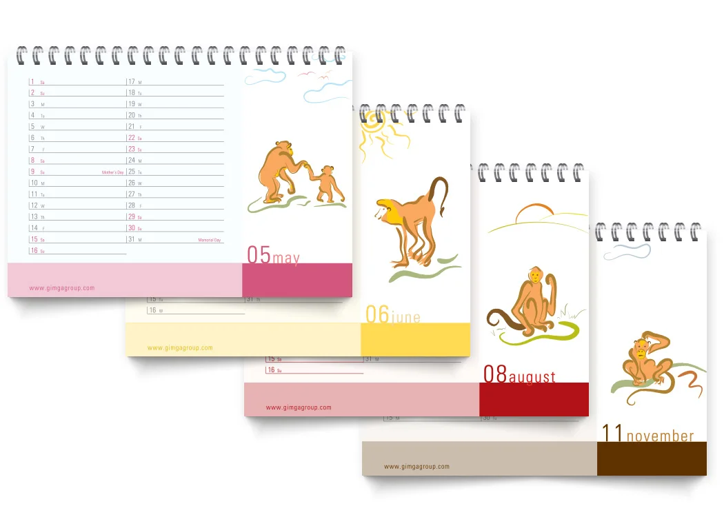  Calendar pages for May, June, August and November. 