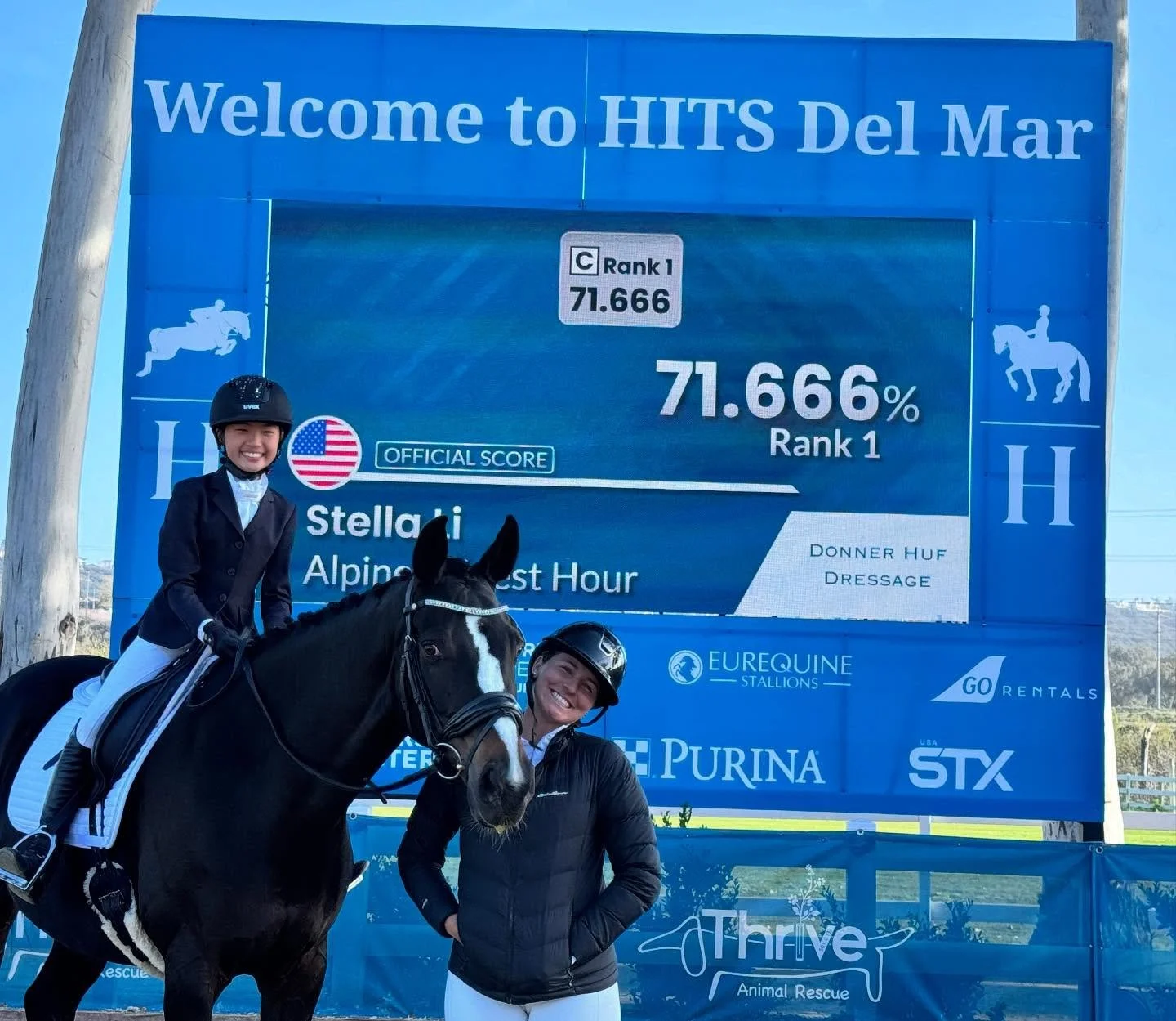 So proud of @sstella.equestrian winner of her first Prix Caprilli First level 💰 class today @hits_delmar @hitsdressage 🎉🎉 
. @arroyodelmar @trilogy_saddles 
. #cavalletti #dressage #xtrain #usef #prixcaprillidressage