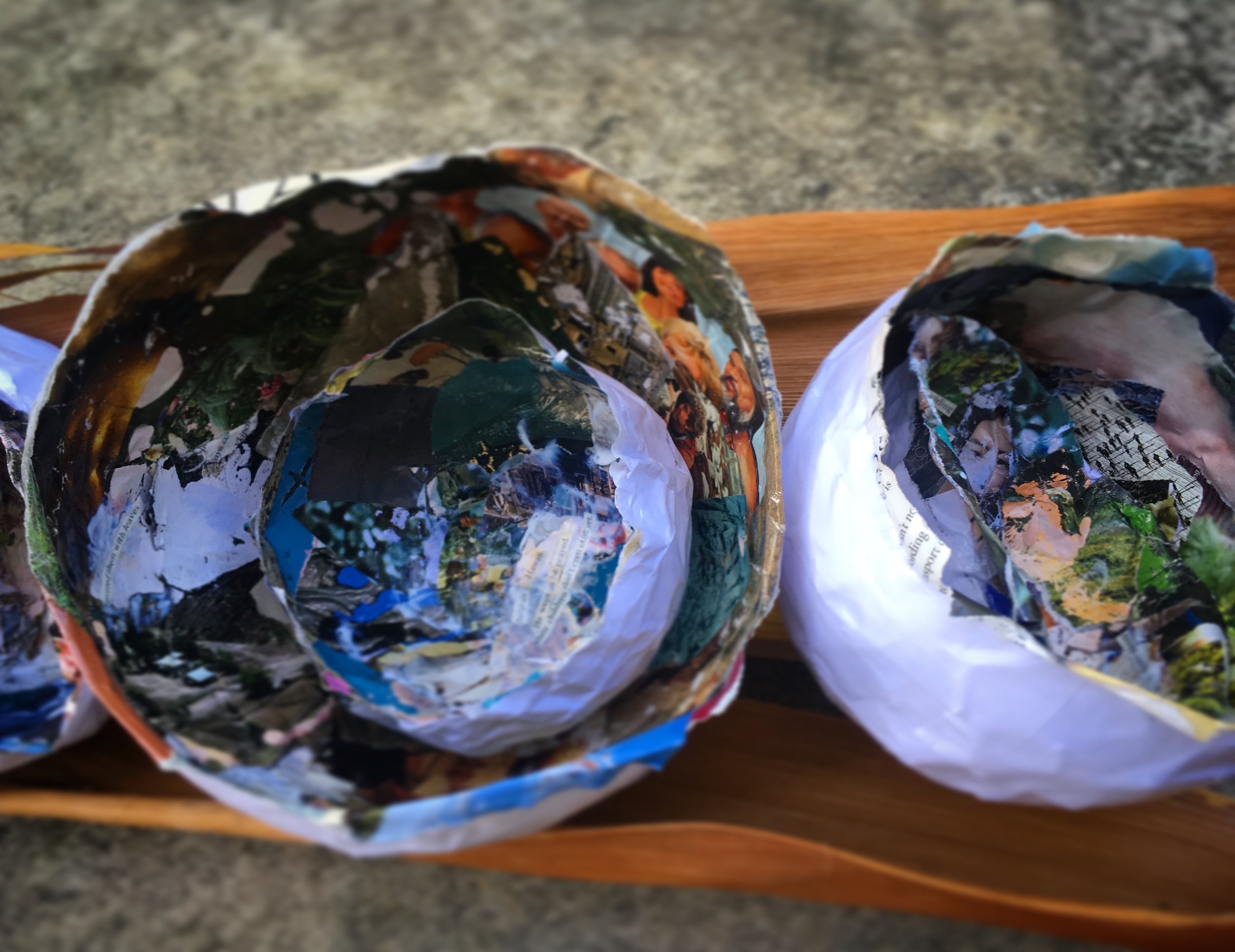For this project, I used exclusively the images that 5th Graders from Lanakila Elementary School had torn out of vintage magazines — these images represented planet Earth to them.