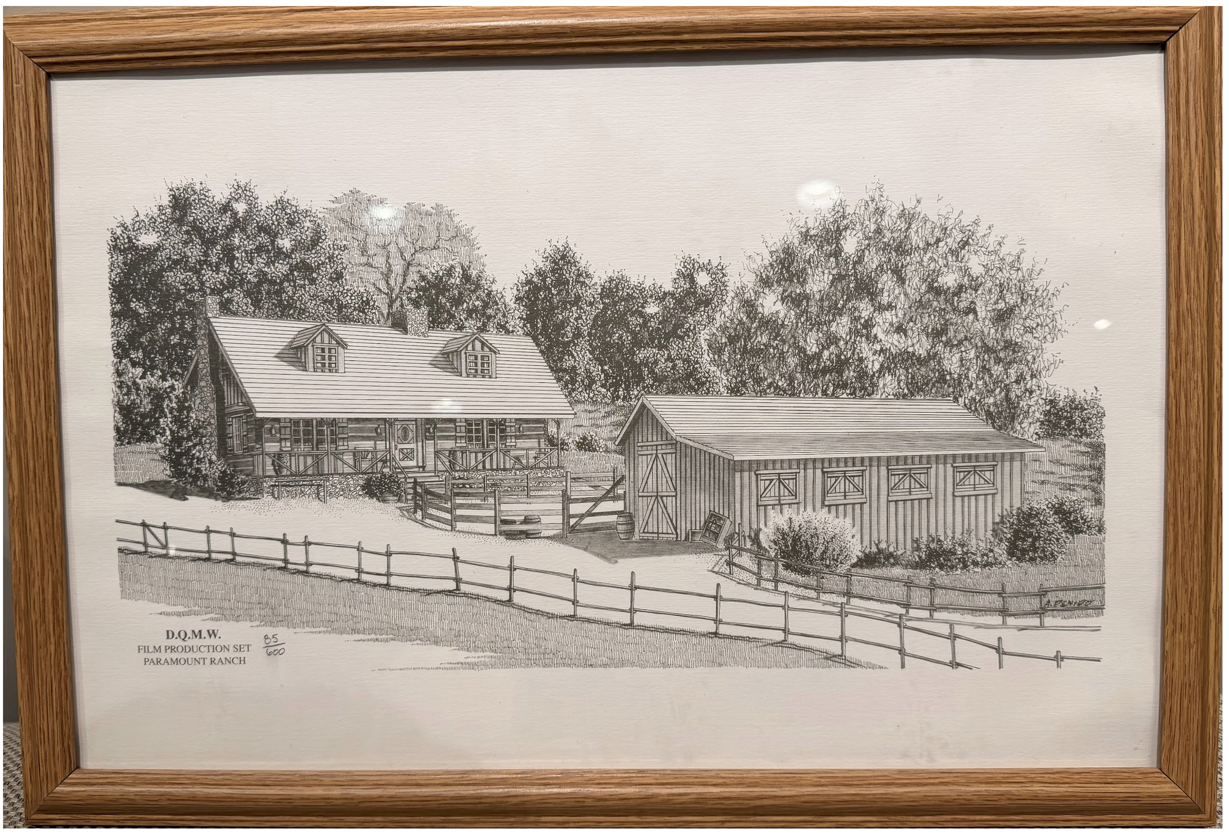 Silent Auction Jubilee #14 Drawing 85/600 
The warmth and simplicity of frontier living with this beautifully detailed drawing of the homestead house from Dr. Quinn, Medicine Woman. As the heart of countless intimate moments, the home stands as a sym