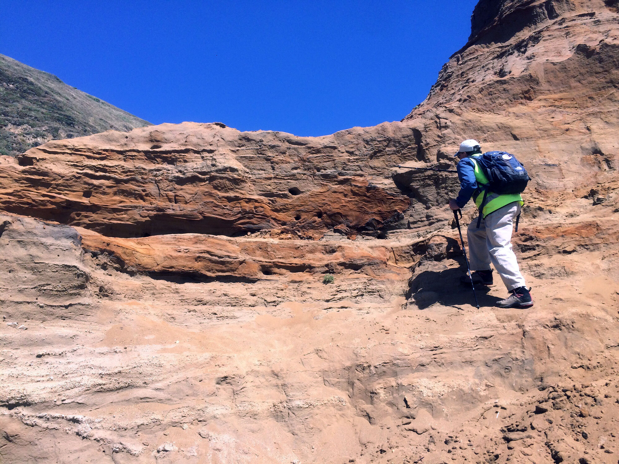 Geologist John Karachewski pointing out Colma formation