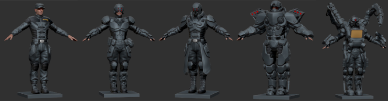 First-pass models for the New Jericho faction. Uniform, Assault, Sniper, Heavy and Technician.