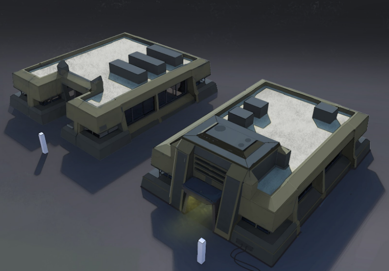 The next step of the concept process is the "greybox" the design, blocking out the basic shapes without texture or detail.