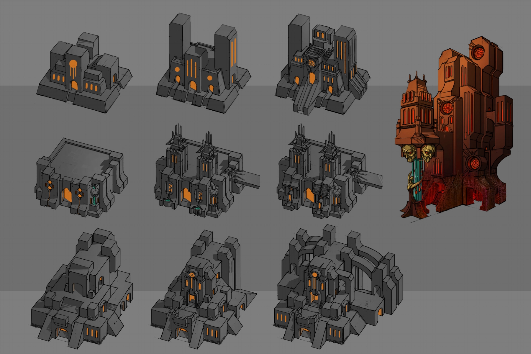 Various levels of temple buildings