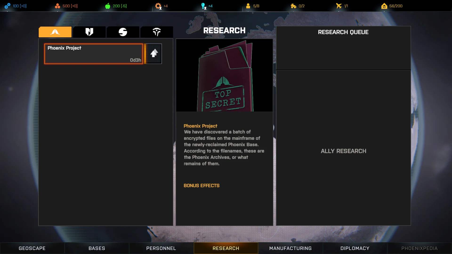 The research screen