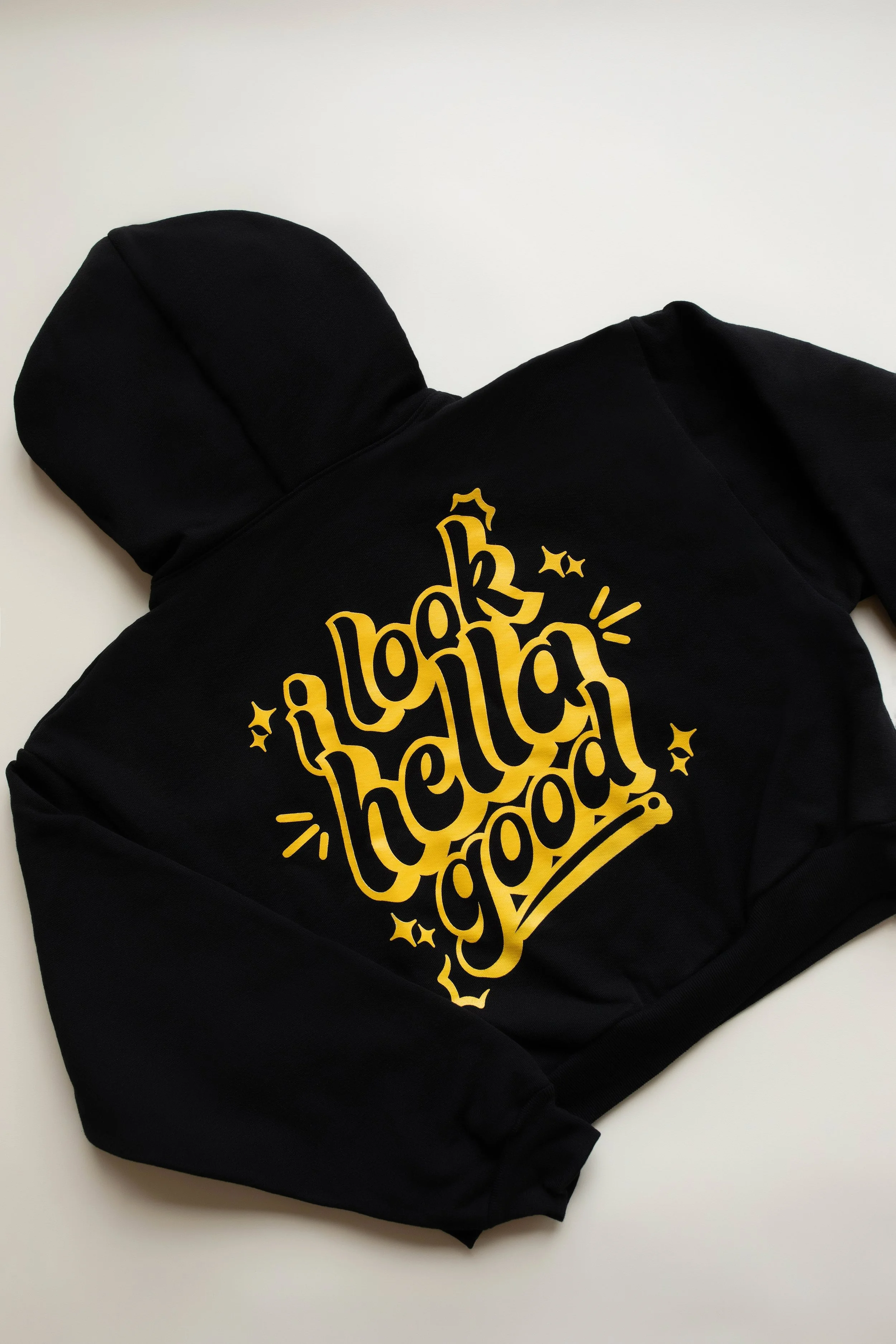 I LOOK HELLA GOOD HOODIE - BLACK CROPPED