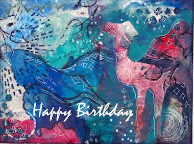 Colorful Camel Happy Birthday Card Najma Merchant Abstract Artist