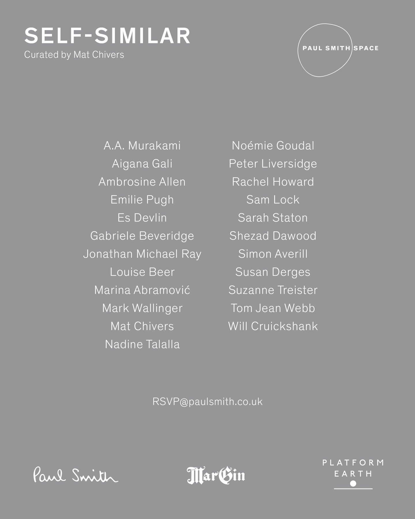 I am so delighted to have a selection of works included in this incredible show, curated by @matchivers 🌠

SELF-SIMILAR
Curated by Mat Chivers

PAUL SMITH SPACE, 9 Albemarle Street, London W1S 4BL
Private view: Thursday, 19th June 2025, 6-8pm
Exhibi