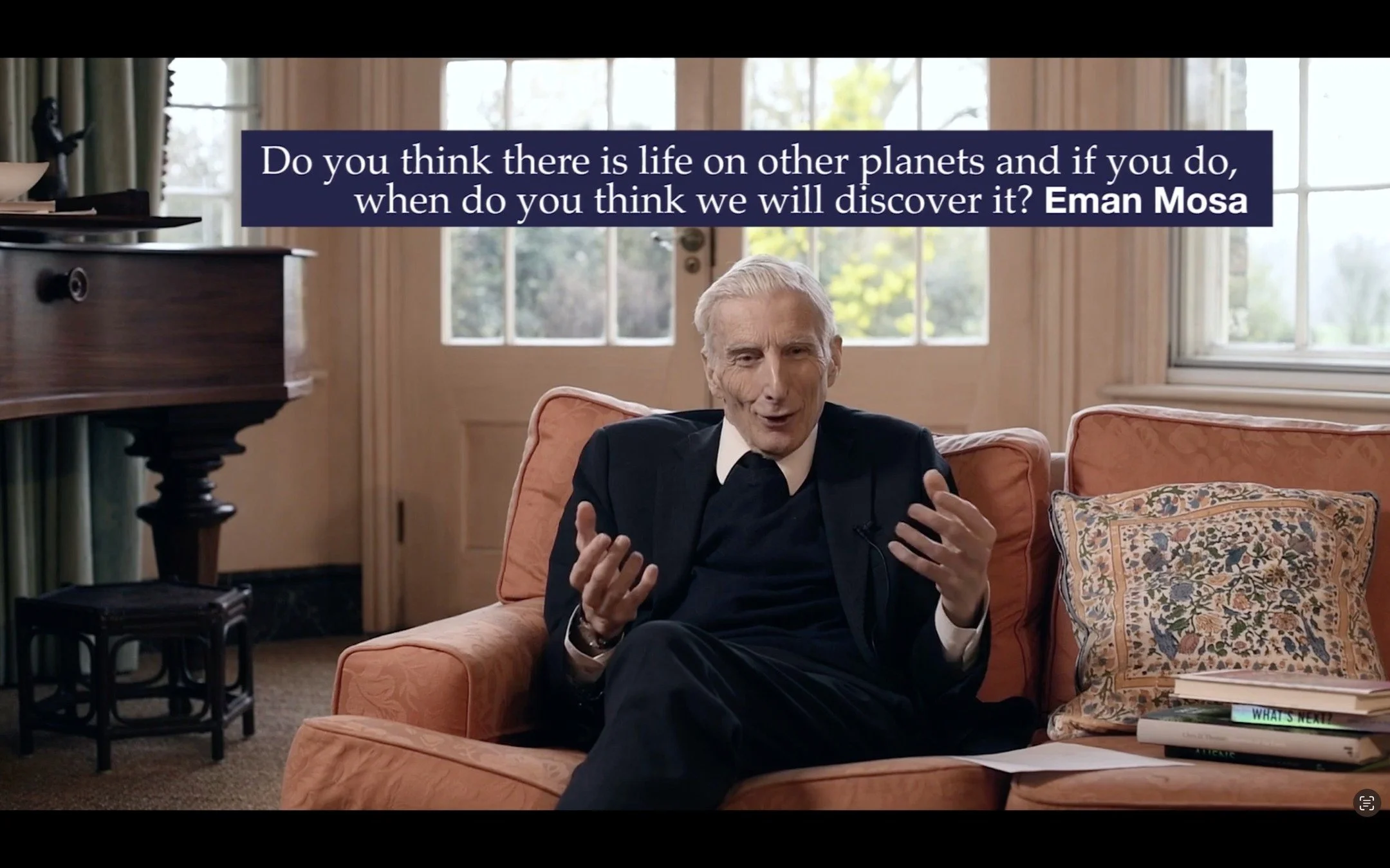 In 2018 we were invited to pose these wonderful questions, and many others, to Astronomer Royal Lord Martin Rees. These questions were the thoughts and daydreams of young people at a school in Nablus in the West Bank of Palestine. Lord Rees went thro