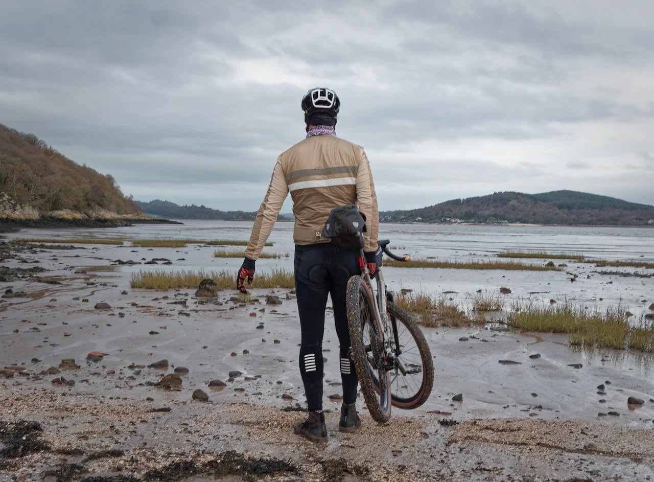 Gravel cycling to a secluded bay in Galloway.