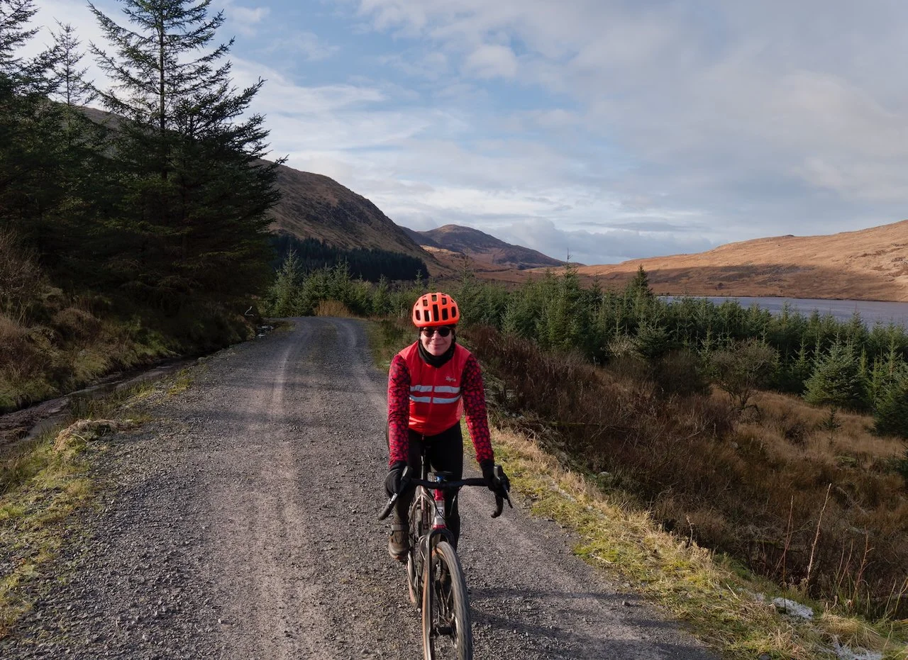 There was a point where changing gears became vague. Fingers too numb to feel the shifters. But these are the days you will remember and are glad you got out. This view across Silver Flowe is on the Gralloch Ultra route, seen first across Loch Dee - 